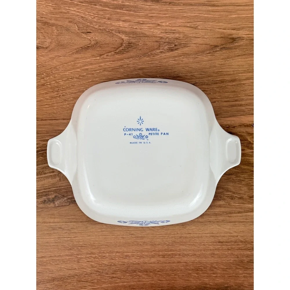 Vintage CorningWear Blue Cornflower P41 Petite Pan Casserole Dish Blue Stamp EUC